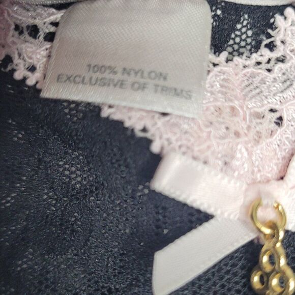 Y2k Victoria's Secret black pink lace ruffle mini slip dress party grunge M - Picture 5 of 7